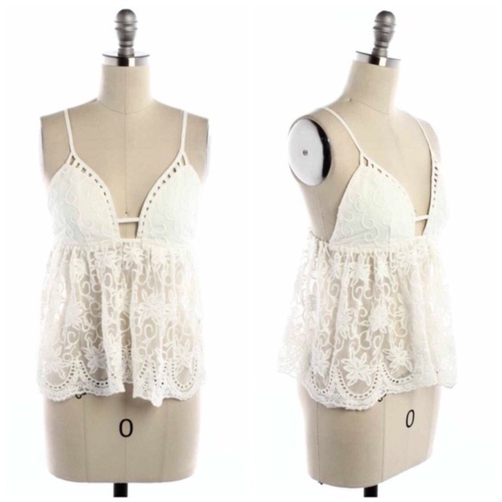 NWT RARE Millau by LF Floral Embroidered Lace Top - Picture 2 of 4